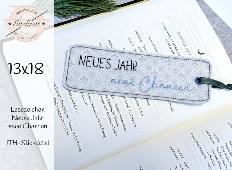 Lesezeichen Neues Jahr neue Chancen - ITH-Stickdatei